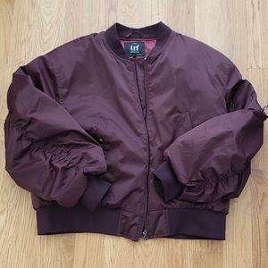 Zara oversized bomber burgundy womens L